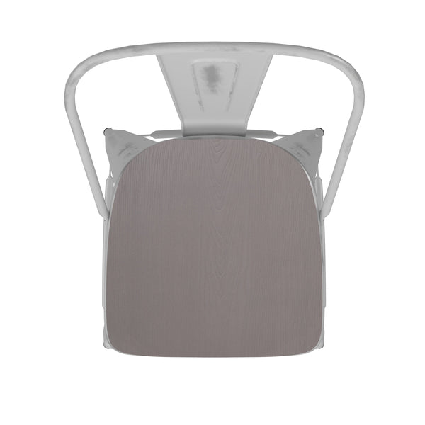 White/Gray |#| All-Weather Bar Height Stool with Poly Resin Seat - White/Gray