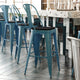 Kelly Blue-Teal/Black |#| All-Weather Bar Height Stool with Poly Resin Seat - Kelly-Blue Teal/Black