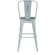 Green-Blue/Gray |#| All-Weather Bar Height Stool with Poly Resin Seat - Green-Blue/Gray