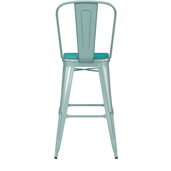 Mint Green/Mint Green |#| All-Weather Bar Height Stool with Poly Resin Seat - Mint Green