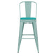 Mint Green/Mint Green |#| All-Weather Bar Height Stool with Poly Resin Seat - Mint Green