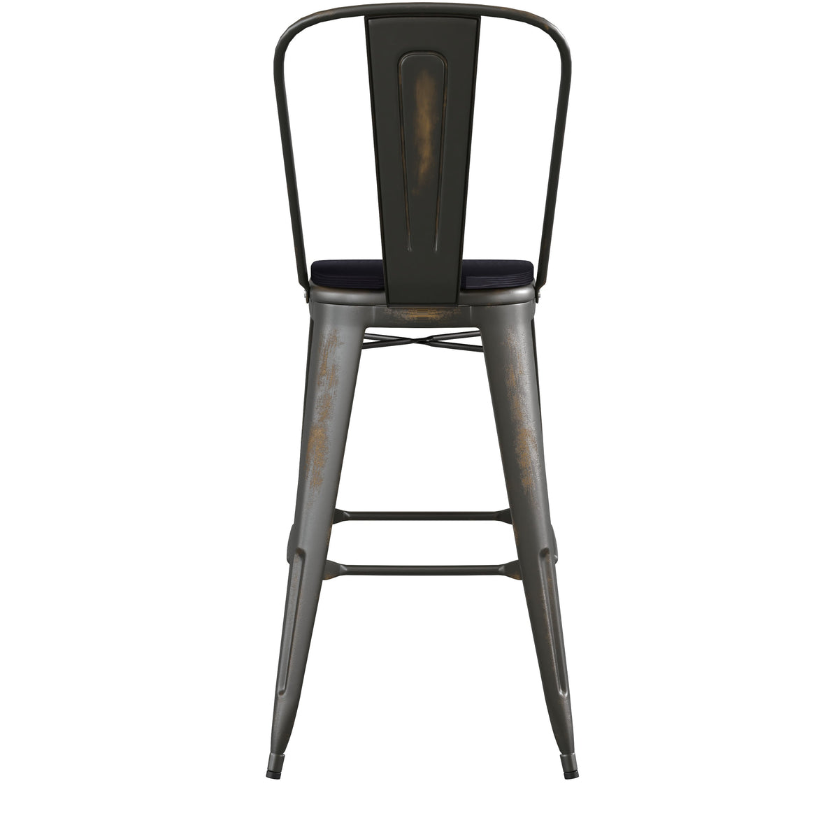 Copper/Black |#| All-Weather Bar Height Stool with Poly Resin Seat - Copper/Black