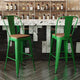 Green/Teak |#| All-Weather Bar Height Stool with Poly Resin Seat - Green/Teak