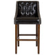 Black LeatherSoft |#| 30inch High Tufted Walnut Barstool with Accent Nail Trim in Black LeatherSoft