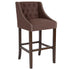 Carmel Series 30" High Transitional Tufted Walnut Barstool with Accent Nail Trim