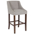 Carmel Series 30" High Transitional Walnut Barstool with Accent Nail Trim