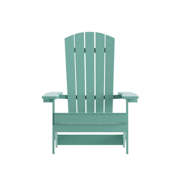 Sea Foam |#| All-Weather Poly Resin Folding Adirondack Chair in Sea Foam - Patio Chair