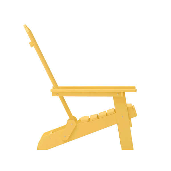 Yellow |#| All-Weather Poly Resin Folding Adirondack Chair in Yellow - Patio Chair