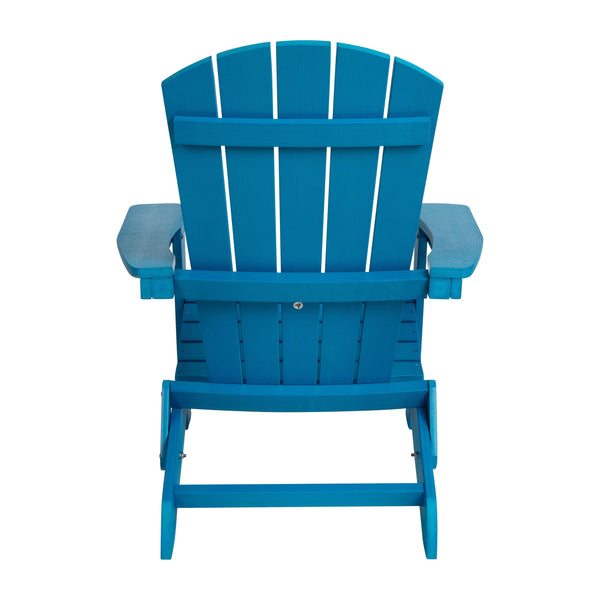 Blue |#| All-Weather Poly Resin Folding Adirondack Chair in Blue - Patio Chair