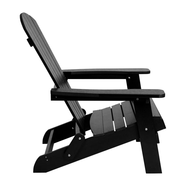 Black |#| All-Weather Poly Resin Folding Adirondack Chair in Black - Patio Chair