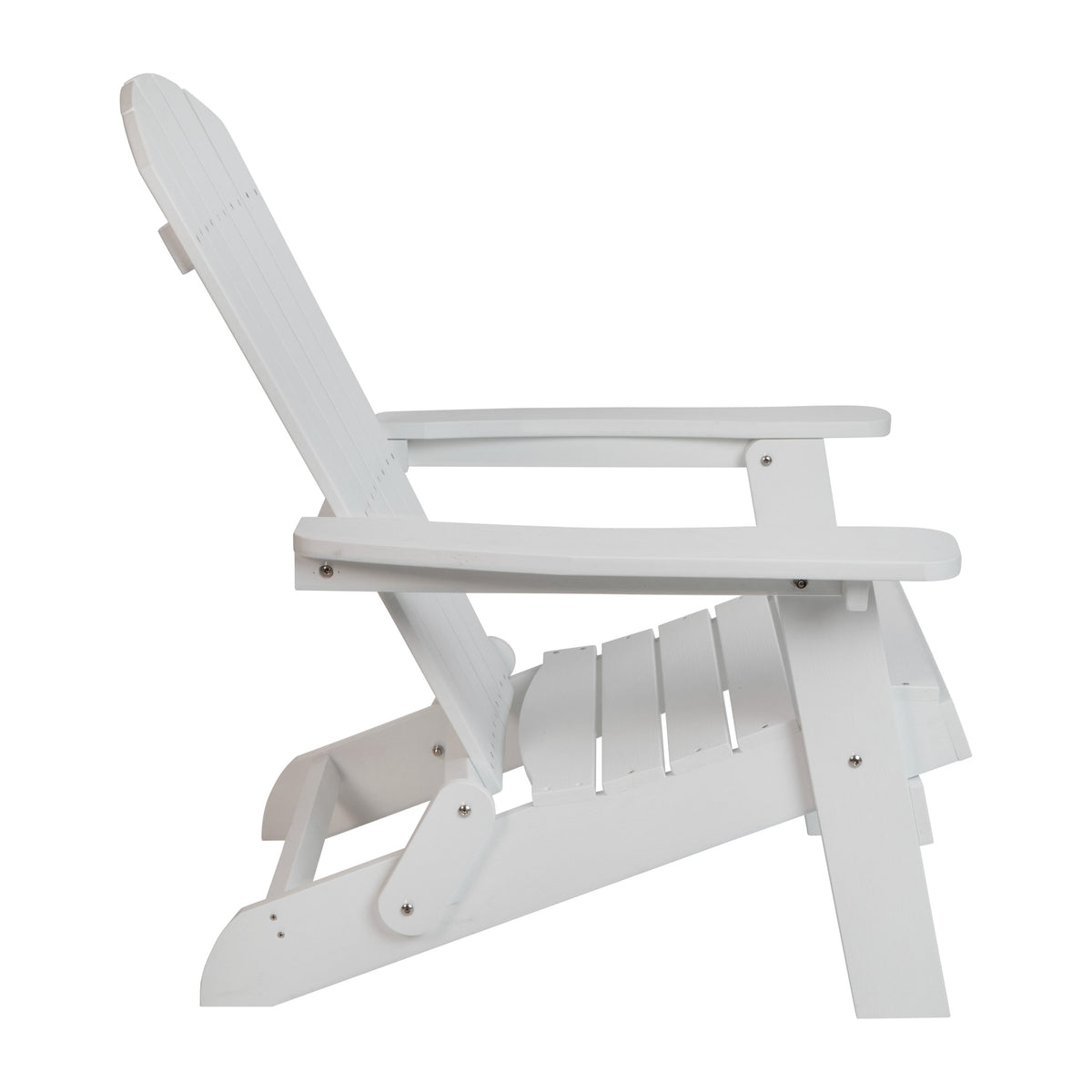 White |#| All-Weather Poly Resin Folding Adirondack Chair in White - Patio Chair