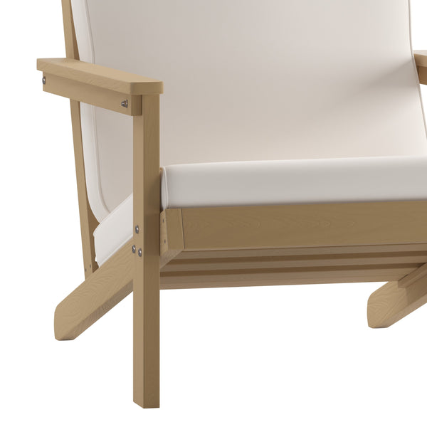 Natural Cedar/Cream |#| All-Weather Poly Resin Adirondack Style Chair & Cushions - Natural Cedar/Cream