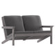 Gray |#| All-Weather Poly Resin Adirondack Loveseat & Cushions - Gray/Gray