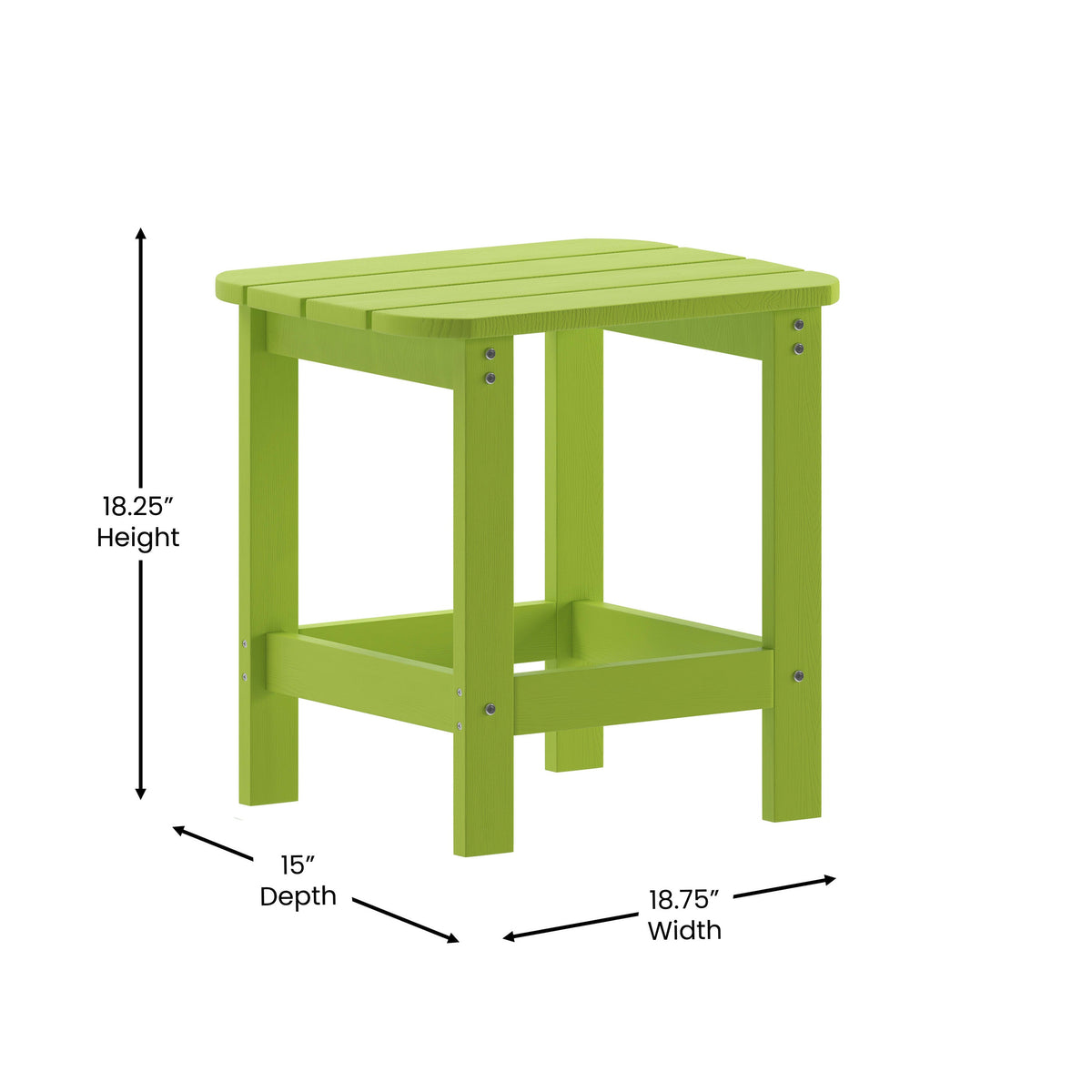 Lime |#| All-Weather Poly Resin Adirondack Side Table in Lime - Patio Table