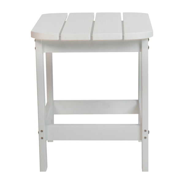 White |#| All-Weather Poly Resin Adirondack Side Table in White - Patio Table