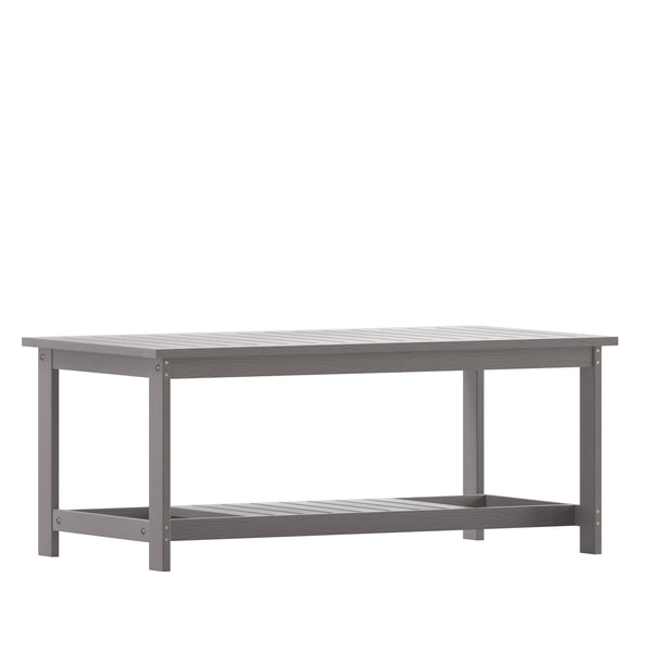 Gray |#| Indoor/Outdoor Poly Resin 2-Tier Adirondack Coffee Table - Gray