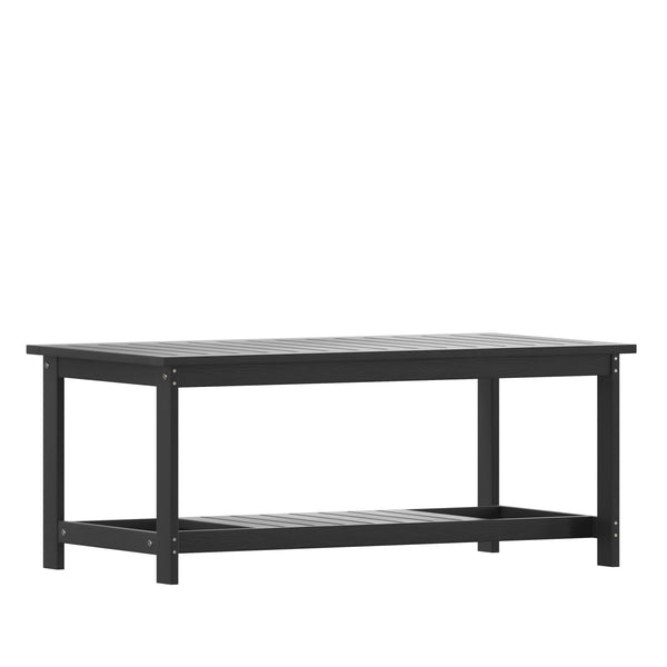 Black |#| Indoor/Outdoor Poly Resin 2-Tier Adirondack Coffee Table - Black