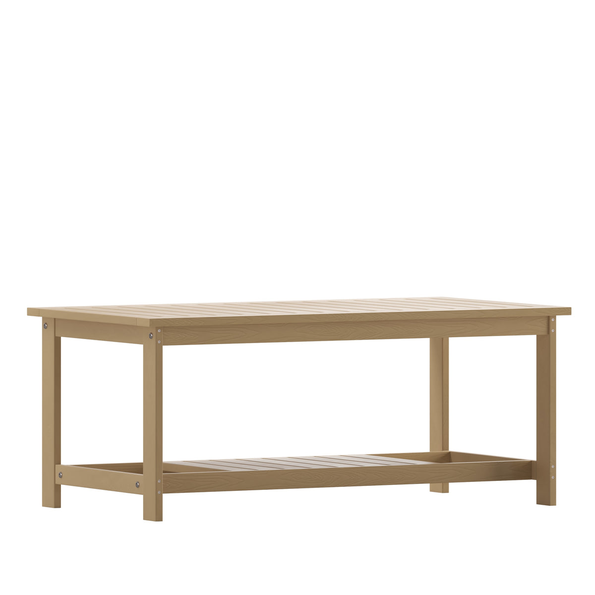 Natural Cedar |#| Indoor/Outdoor Poly Resin 2-Tier Adirondack Coffee Table - Natural Cedar