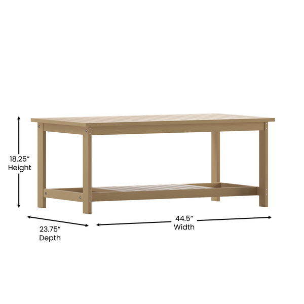 Natural Cedar |#| Indoor/Outdoor Poly Resin 2-Tier Adirondack Coffee Table - Natural Cedar