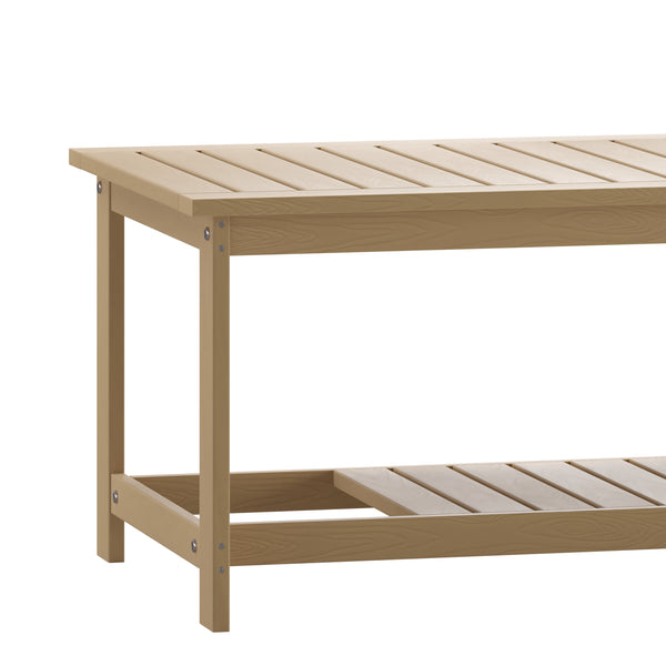 Natural Cedar |#| Indoor/Outdoor Poly Resin 2-Tier Adirondack Coffee Table - Natural Cedar