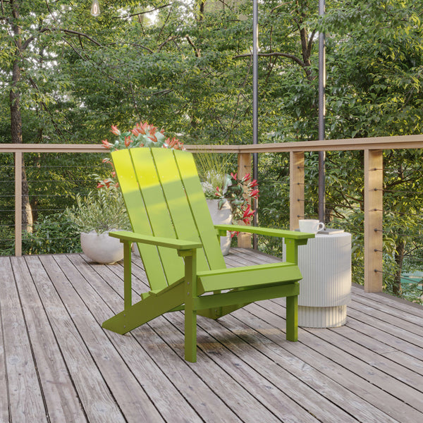 Lime |#| Outdoor Lime Green All-Weather Poly Resin Wood Adirondack Chair