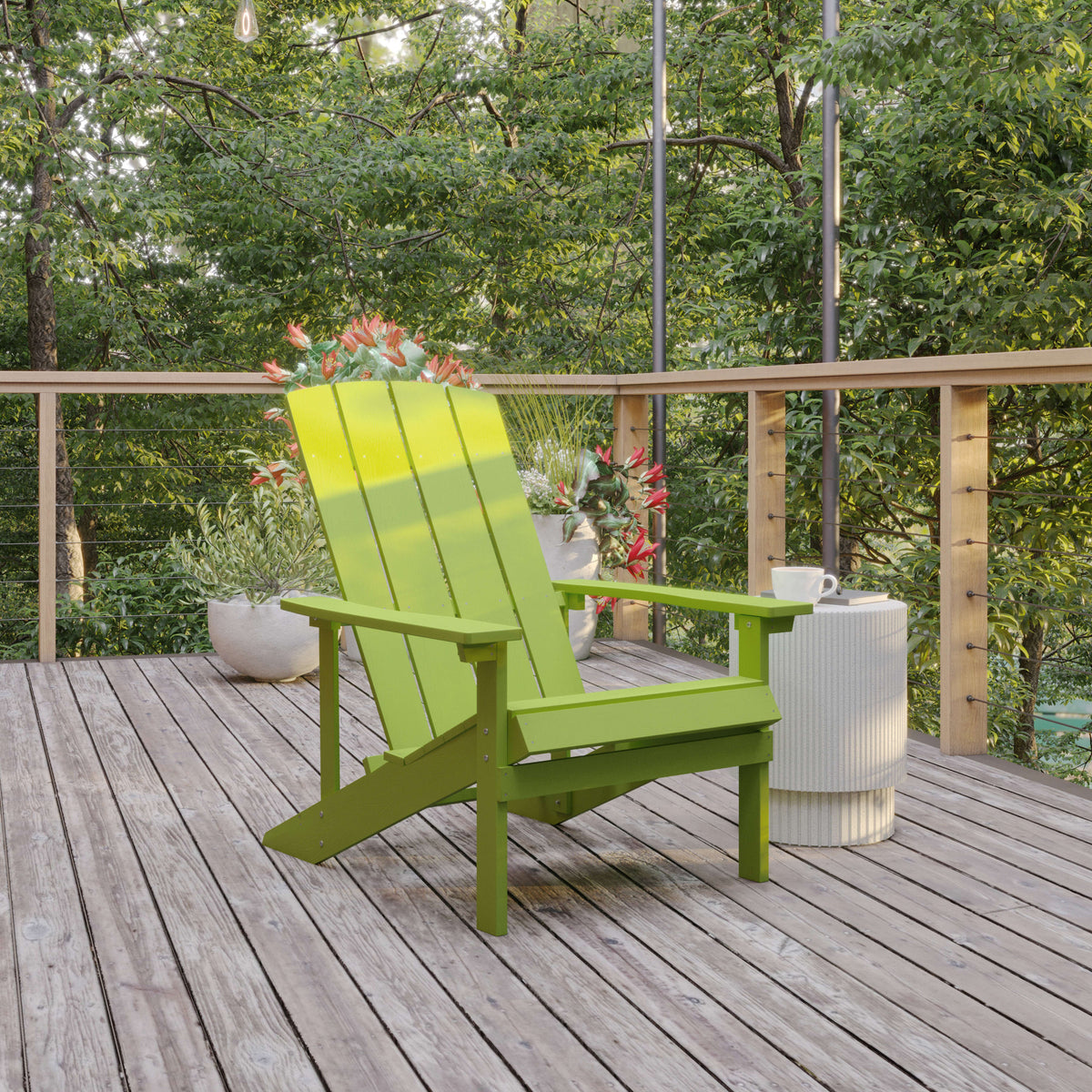 Lime |#| Outdoor Lime Green All-Weather Poly Resin Wood Adirondack Chair