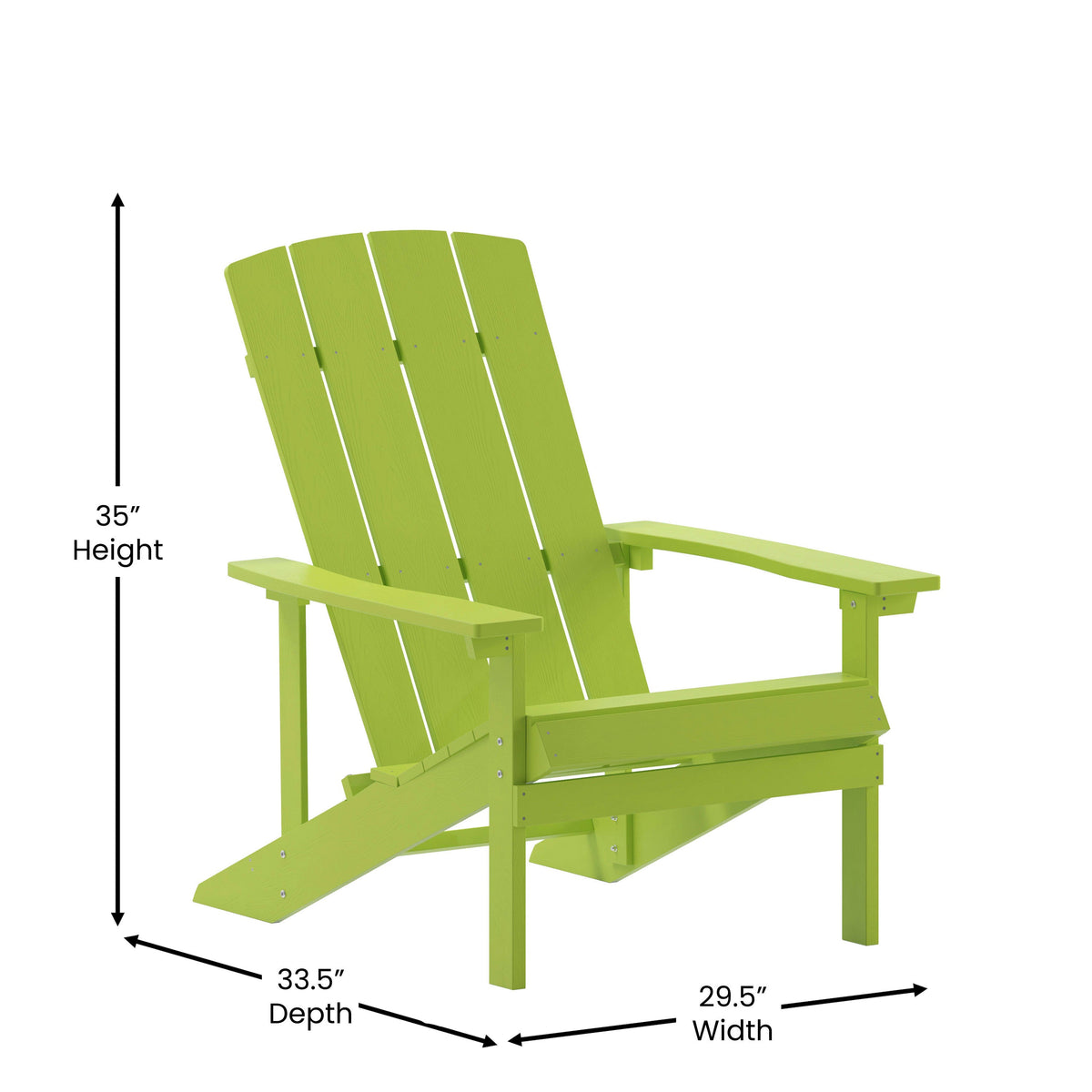 Lime |#| Outdoor Lime Green All-Weather Poly Resin Wood Adirondack Chair