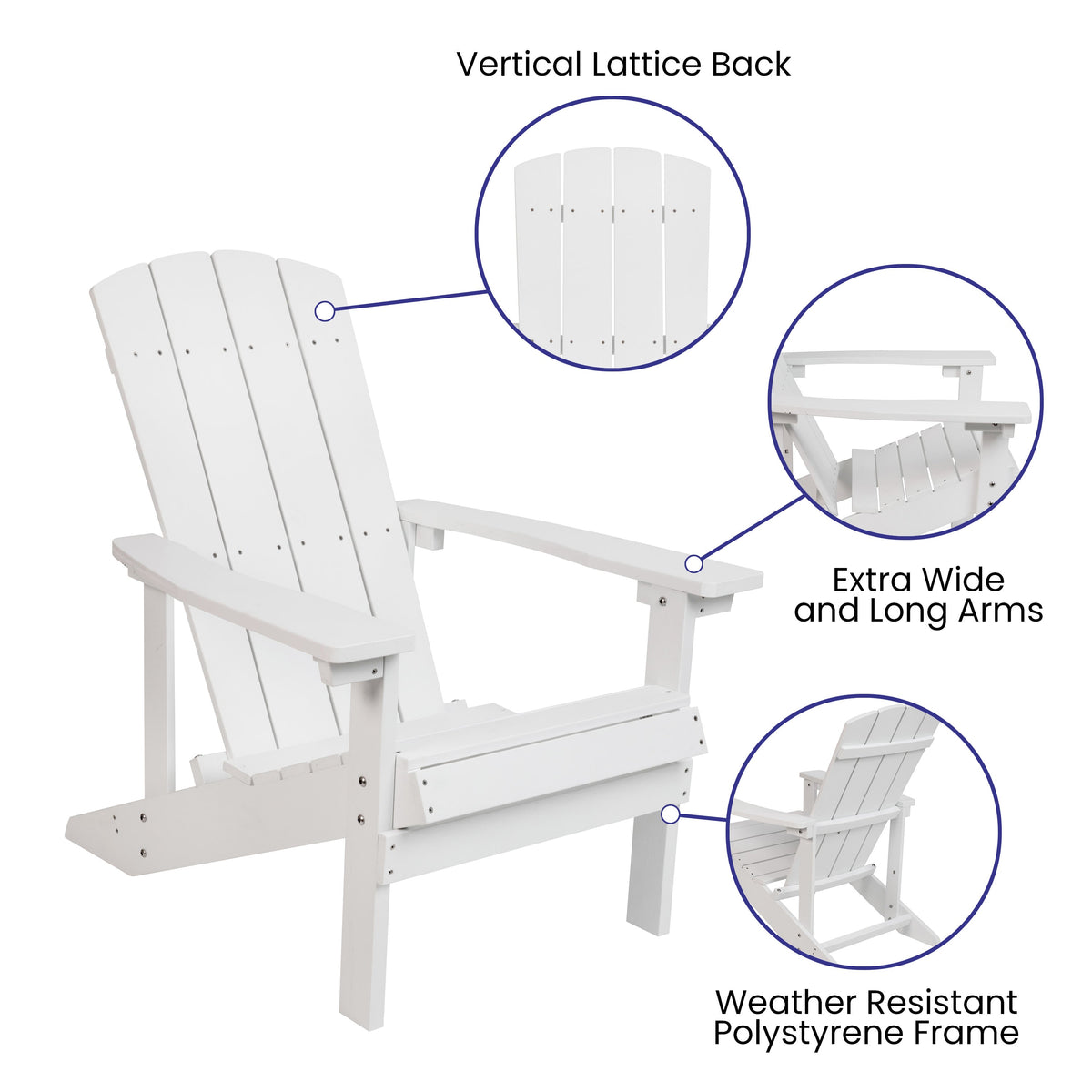 White |#| Outdoor White All-Weather Poly Resin Wood Adirondack Chair