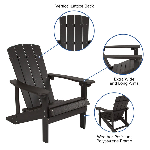 Slate Gray |#| Outdoor Slate Gray All-Weather Poly Resin Wood Adirondack Chair