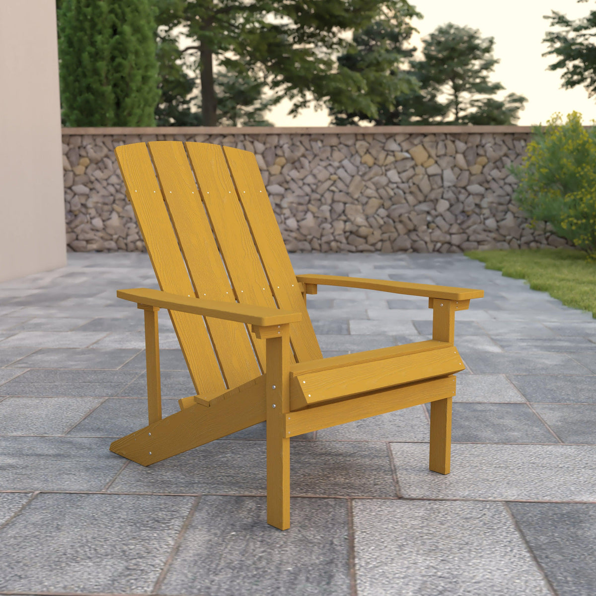 Yellow |#| Outdoor Yellow All-Weather Poly Resin Wood Adirondack Chair