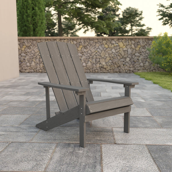 Gray |#| Outdoor Gray All-Weather Poly Resin Wood Adirondack Chair