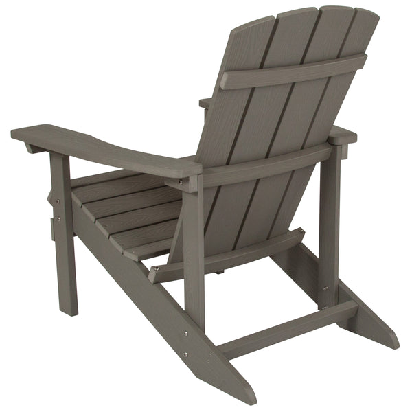 Gray |#| Outdoor Gray All-Weather Poly Resin Wood Adirondack Chair