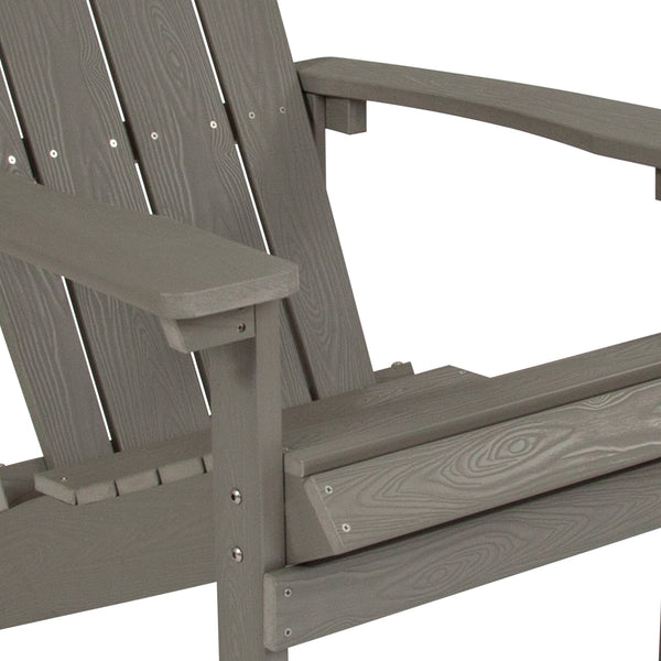 Gray |#| Outdoor Gray All-Weather Poly Resin Wood Adirondack Chair