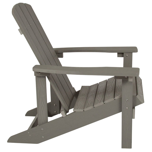 Gray |#| Outdoor Gray All-Weather Poly Resin Wood Adirondack Chair