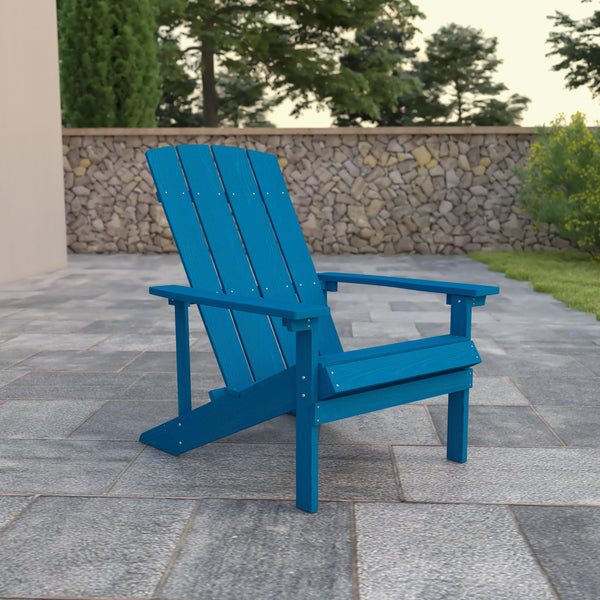 Blue |#| Outdoor Blue All-Weather Poly Resin Wood Adirondack Chair