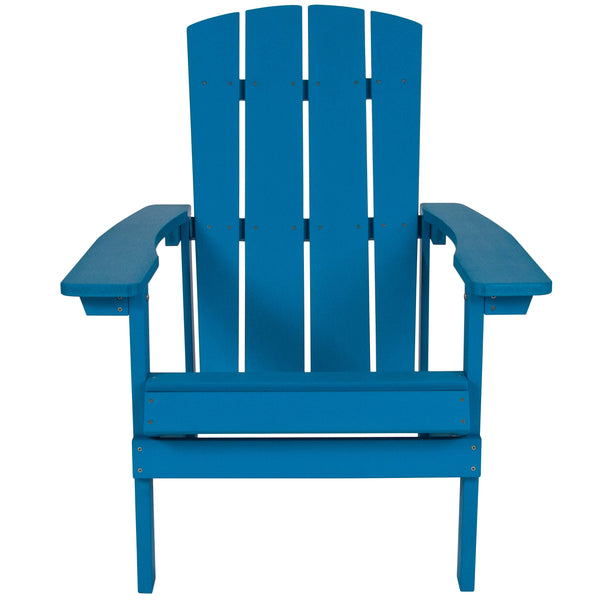 Blue |#| Outdoor Blue All-Weather Poly Resin Wood Adirondack Chair