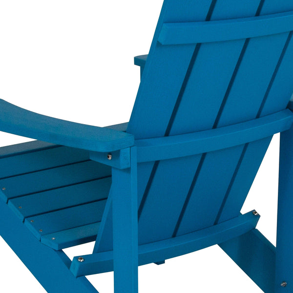 Blue |#| Outdoor Blue All-Weather Poly Resin Wood Adirondack Chair