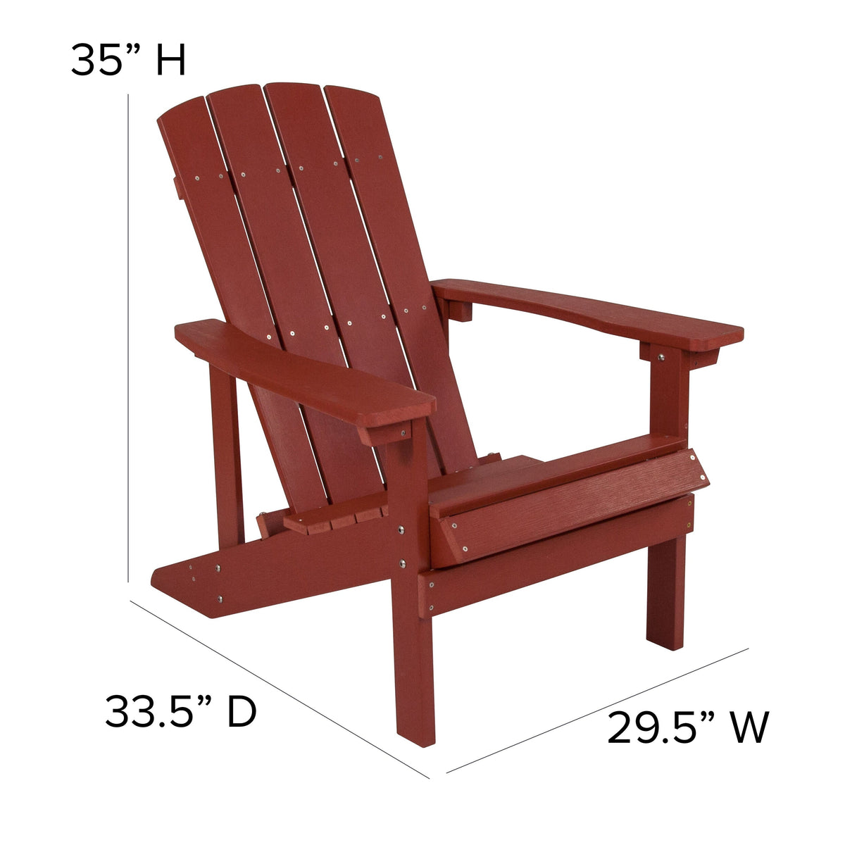 Red |#| Outdoor Red All-Weather Poly Resin Wood Adirondack Chair