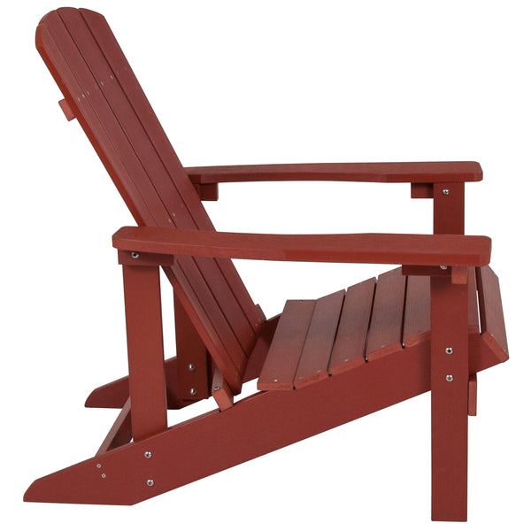 Red |#| Outdoor Red All-Weather Poly Resin Wood Adirondack Chair