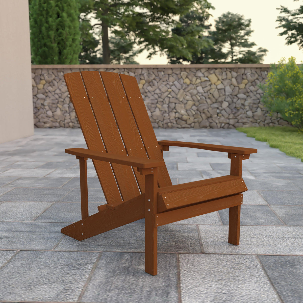 Teak |#| Outdoor Teak All-Weather Poly Resin Wood Adirondack Chair