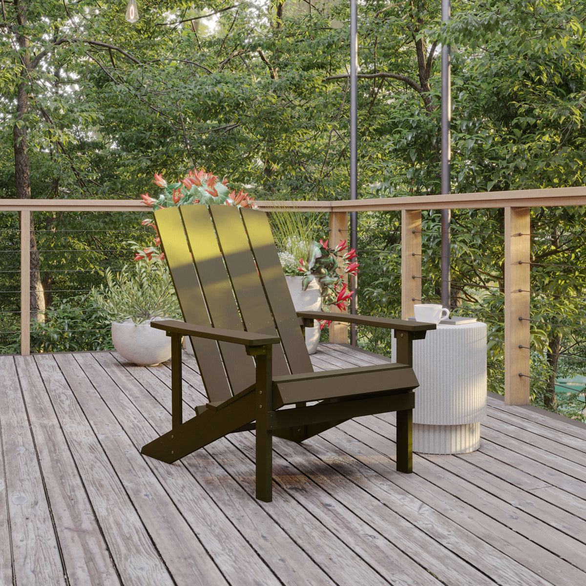 Mahogany |#| Outdoor Mahogany All-Weather Poly Resin Wood Adirondack Chair