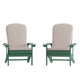 Green/Cream |#| Indoor/Outdoor Green Adirondack Chairs with Cream Cushions - Set of 2
