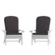 White/Gray |#| Indoor/Outdoor White Adirondack Chairs with Gray Cushions - Set of 2