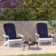 White/Blue |#| Indoor/Outdoor Green Adirondack Chairs with Blue Cushions - Set of 2