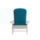 White/Teal |#| Indoor/Outdoor White Adirondack Chairs with Teal Cushions - Set of 2