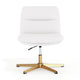 White LeatherSoft/Gold Frame |#| Commercial Wide Mid-Back Padded LeatherSoft Swivel Office Chair in White/Gold