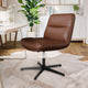 Cognac LeatherSoft/Black Frame |#| Commercial Wide Mid-Back Padded LeatherSoft Swivel Office Chair in Cognac/Black