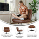Cognac LeatherSoft/Black Frame |#| Commercial Wide Mid-Back Padded LeatherSoft Swivel Office Chair in Cognac/Black