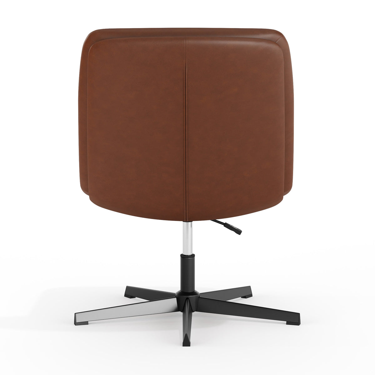 Cognac LeatherSoft/Black Frame |#| Commercial Wide Mid-Back Padded LeatherSoft Swivel Office Chair in Cognac/Black
