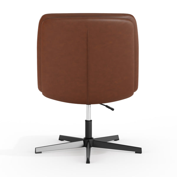 Cognac LeatherSoft/Black Frame |#| Commercial Wide Mid-Back Padded LeatherSoft Swivel Office Chair in Cognac/Black
